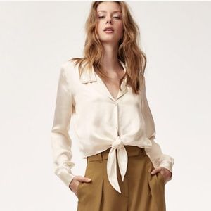 Wilfred Peaufiner tie front blouse S